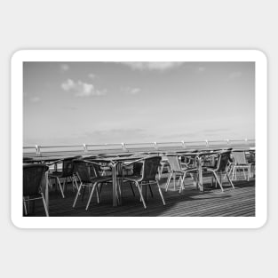 Outdoor seating on Cromer pier Sticker